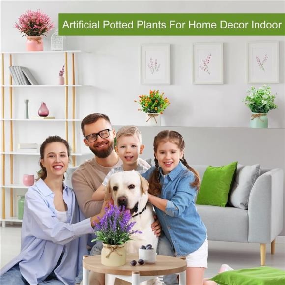 Fake Potted Plants - Set of 4 Artificial Potted Flowers Faux Plants Lavender - Picture 6 of 6